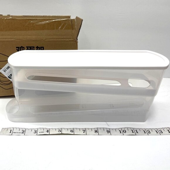 Plastic Egg Holder Storage Container With Lid For Kitchen Organization white - Picture 1 of 4